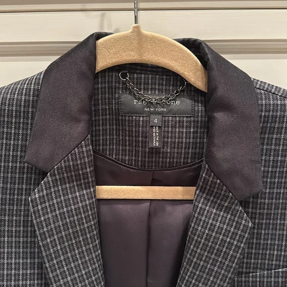Rag & Bone grey and black plaid blazer; size 4. In excellent condition. - Picture 2 of 3